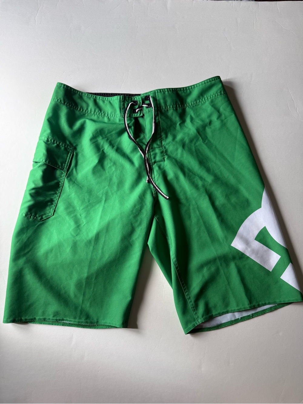 DC Men's Bright Green Boardshorts with White Logo